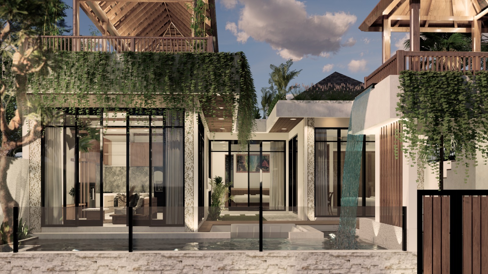 WhatsApp_Image_2026-05-12_at_11_03_21_PM_7156-6a2ff292ae2db Modern glass-walled villa with a courtyard pool, greenery, and wooden balcony structures.