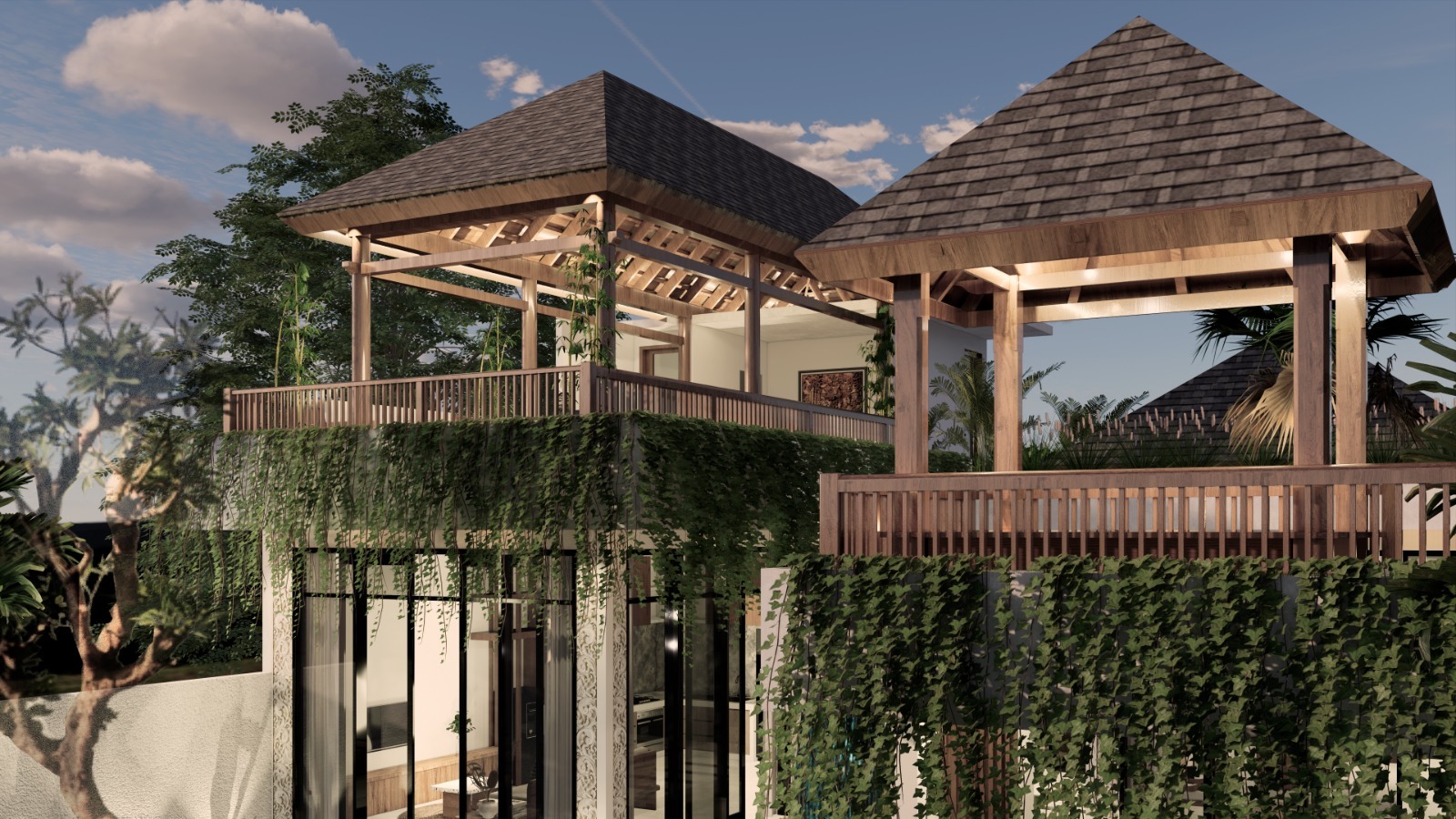 WhatsApp_Image_2026-05-12_at_11_03_21_PM__1__7155-6a2ff2929d3cd Two-tiered wooden pavilion with thatched roofs on an elevated terrace, surrounded by climbing vines and tropical foliage.